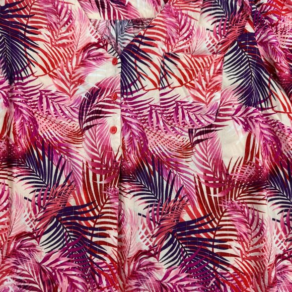 Como Blu Plus size Hot pink Multicolor Tropical print Blouse Women's size 3XL - Picture 6 of 8